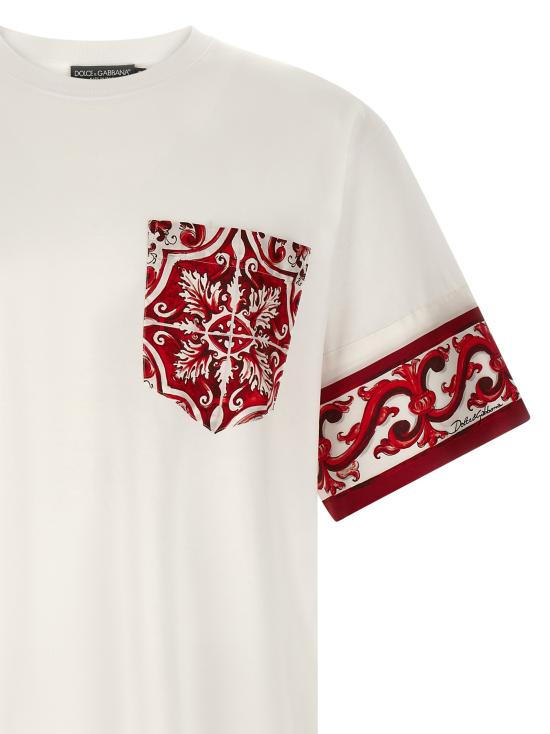 26FW 돌체앤가바나 마졸리카 프린트 코튼 티셔츠 G8SB2TG7P5HI15DQ Red - DOLCE & GABBANA