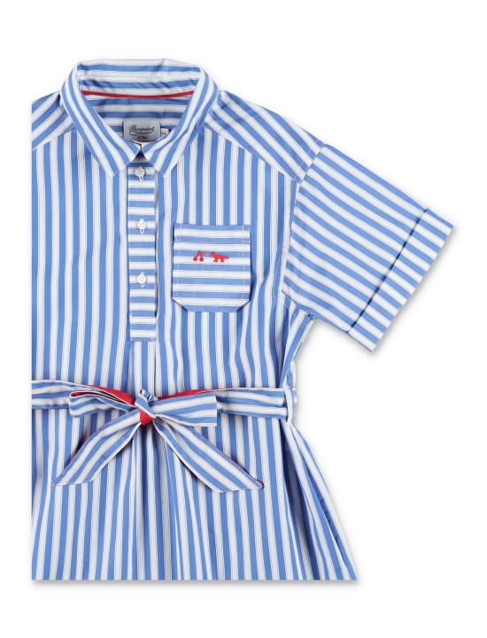 26SS [키즈] 메종키츠네 티셔츠 S06GDRW00045 0536 PRUSSIAN BLUE STRIPES - MAISON KITSUNE