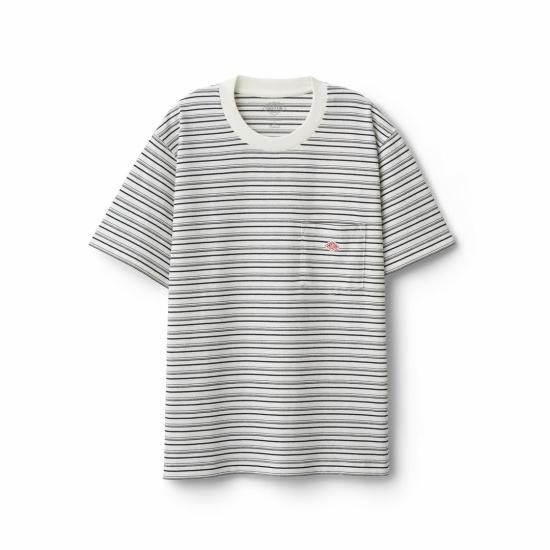 26SS 단톤 플레인 숏 슬리브 포켓 티셔츠 단톤 DTC0197TCB ECRU X BLACK MULTI DOM