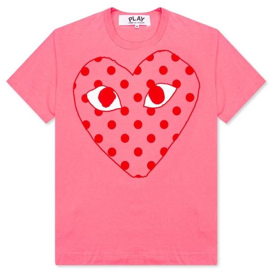 26SS 꼼데가르송 반팔 티셔츠 AX T276 051 3 PINK RED DOM