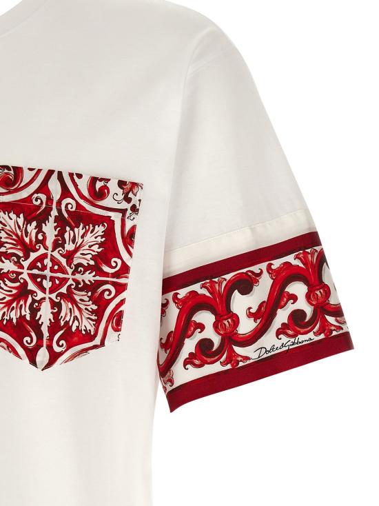 26FW 돌체앤가바나 반팔 티셔츠 마이올리카 티셔츠 레드 - DOLCE & GABBANA