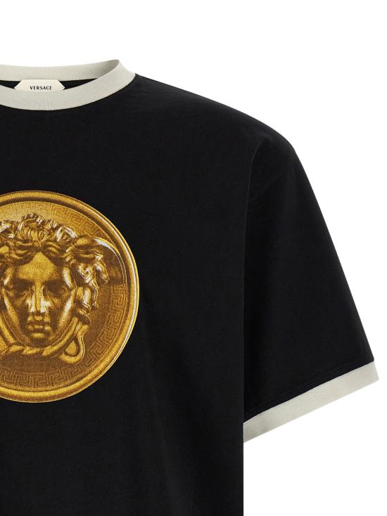 26FW 베르사체 반팔 티셔츠 메두사 코인 티셔츠 블랙 - VERSACE