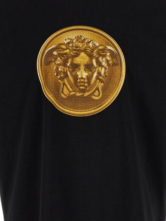 26FW 베르사체 반팔 티셔츠 메두사 코인 티셔츠 블랙 - VERSACE