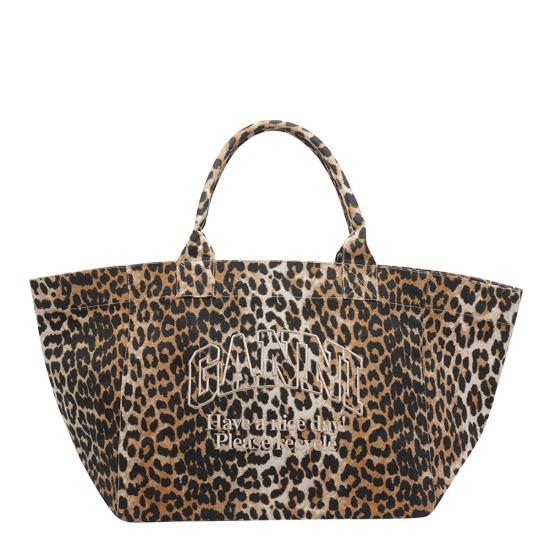 26FW 가니 레오파드 XXL 토트백 A7161 943 Brown