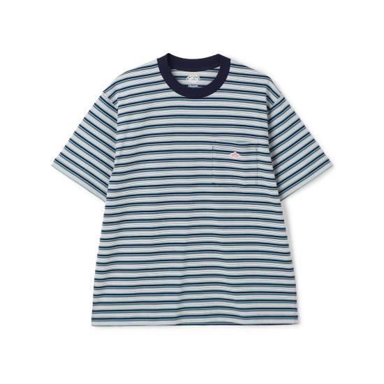 26SS 단톤 숏 슬리브 포켓 스트라이프 반팔 티셔츠 DTC0198TCB BLUE X GREY MULTI DOM