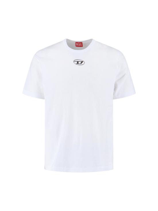 26FW 디젤 T-어드저스트-Od 메탈릭 오발 D 티셔츠 A17880 0CLBR 100 WHITE