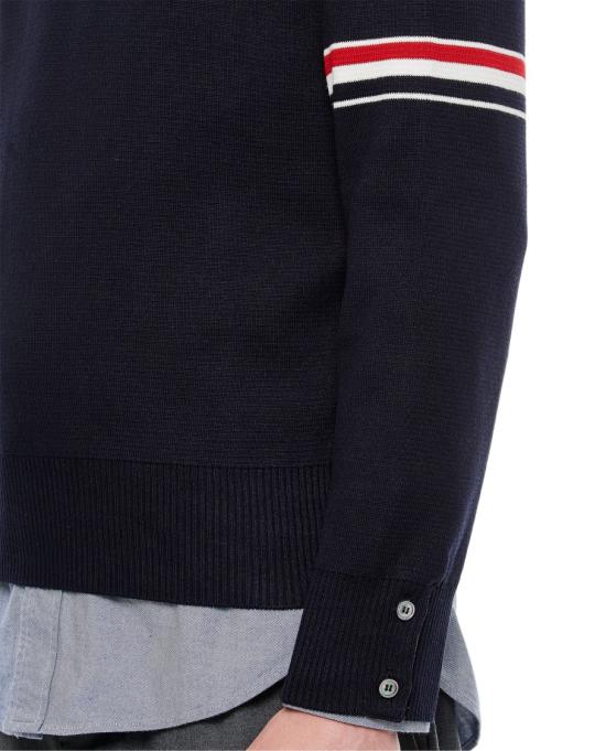 톰브라운 자카드 RWB 암밴드 니트 MKA326AY3001415 Blue - THOM BROWNE