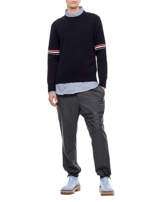  톰브라운 자카드 RWB 암밴드 니트 MKA326AY3001415 Blue - THOM BROWNE