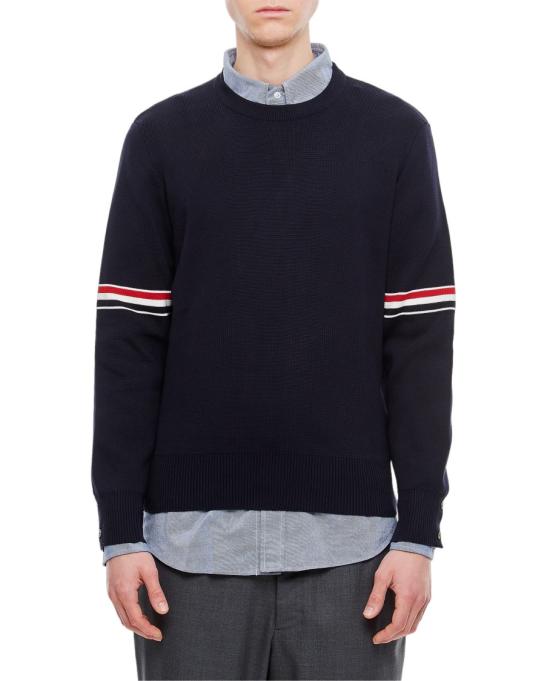  톰브라운 자카드 RWB 암밴드 니트 MKA326AY3001415 Blue