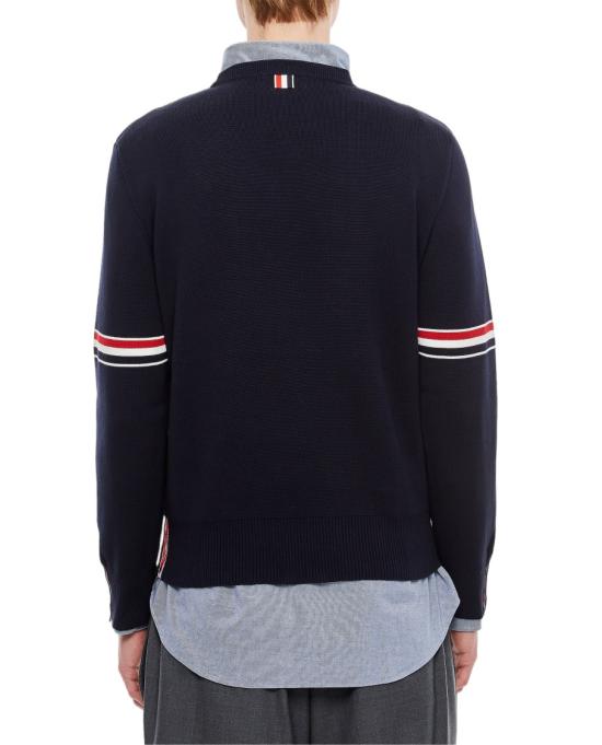  톰브라운 자카드 RWB 암밴드 니트 MKA326AY3001415 Blue - THOM BROWNE