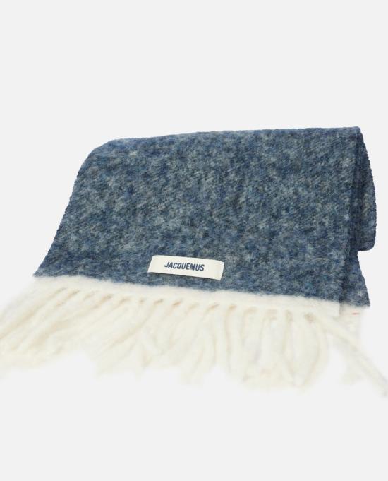 25FW 자크뮈스 프린지 울 스카프 ACU00572BOT40323FU Blue - JACQUEMUS