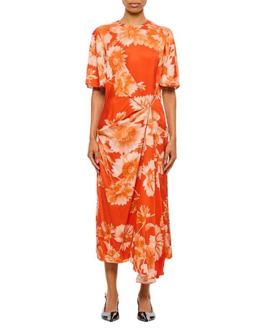 25SS 에르뎀 롱 원피스 PS25D2RTVSTROUBRIDGEFLORALVERMILLION Orange