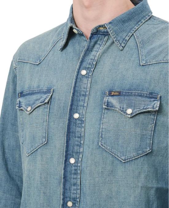  폴로 랄프로렌 웨스턴 레귤러핏 데님 셔츠 셔츠 710703936001RLWESTERN Blue - POLO RALPH LAUREN