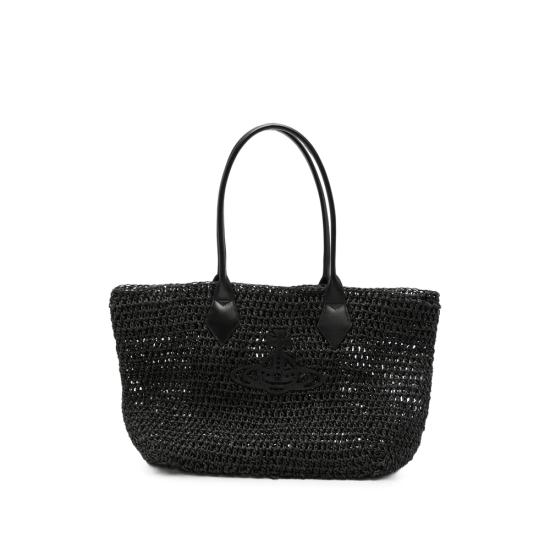 26SS 비비안웨스트우드 사피아노 미디엄 탑핸들 토트백 4D03000DU W01GT N401 BLACK