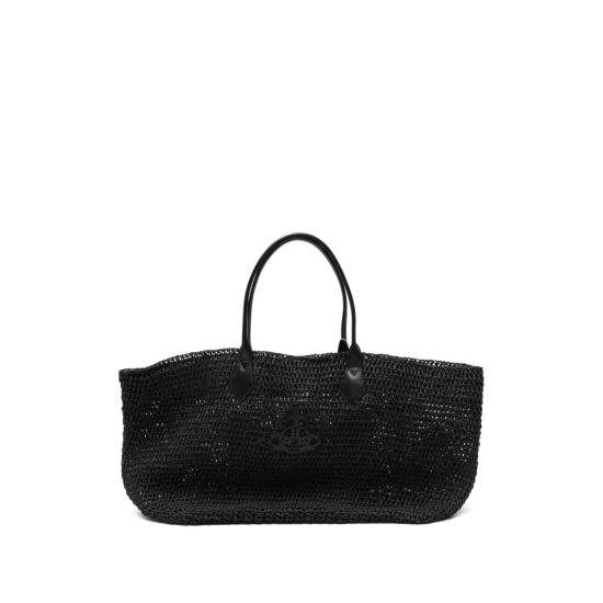 26SS 비비안웨스트우드 로고 메탈 가죽 토트백 4D01000NU W01GT N401 BLACK