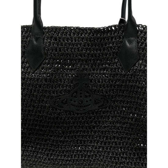 26SS 비비안웨스트우드 로고 메탈 가죽 토트백 4D01000NU W01GT N401 BLACK - VIVIENNE WESTWOOD