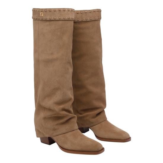 26SS 펜디 미네르바 스웨이드 하이힐 부츠 8W8566 QK9F1VD1 Beige - FENDI