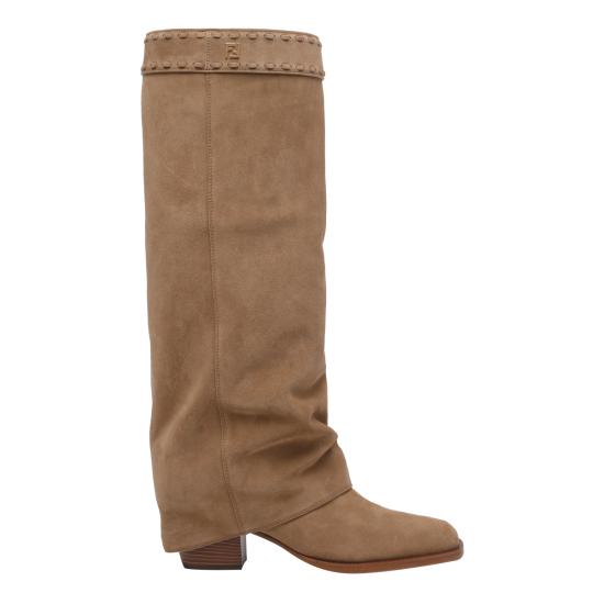 26SS 펜디 미네르바 스웨이드 하이힐 부츠 8W8566 QK9F1VD1 Beige