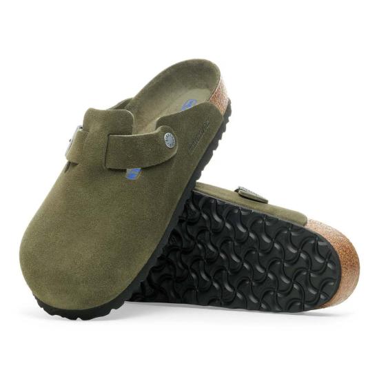  버켄스탁 뮬/슬리퍼 보스턴 스웨이드 가죽 클로그 타임 톤 - BIRKENSTOCK