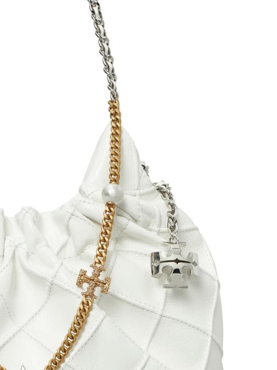 26SS 토리버치 미니 플레밍 디스트레스드 토트 백 164022100 White - TORY BURCH
