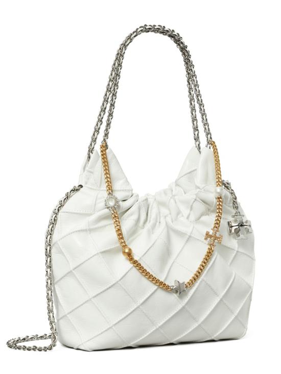 26SS 토리버치 미니 플레밍 디스트레스드 토트 백 164022100 White - TORY BURCH