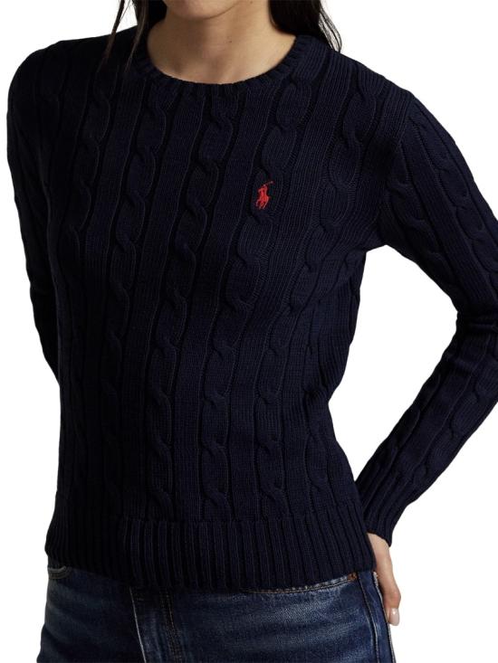 26SS 폴로 랄프로렌 포니 로고 피마코튼 케이블 니트 스웨터 211971869008 Black - POLO RALPH LAUREN