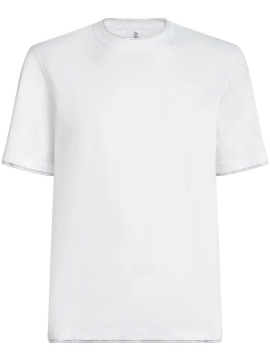 26SS 브루넬로 쿠치넬리 자수 로고 티셔츠 M0B137427CW787 White