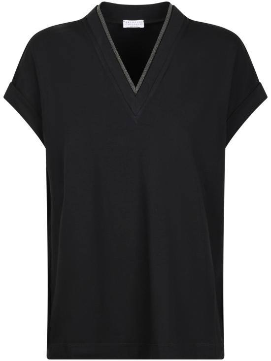 26SS 브루넬로 쿠치넬리 반팔 티셔츠 M0T18BD222C101 Black