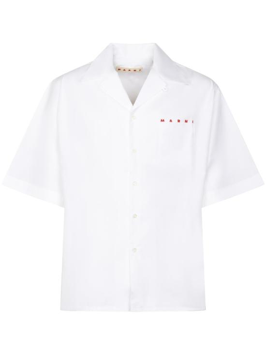 26SS 마르니 로고 포켓 반팔 셔츠 CUMU0213PPUSCT88LRW01 White