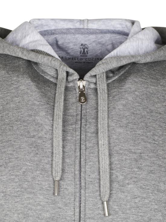 26SS 브루넬로 쿠치넬리 더블 페이스 스웨트 집업 후디 MM8319069GC1253 Grey - BRUNELLO CUCINELLI