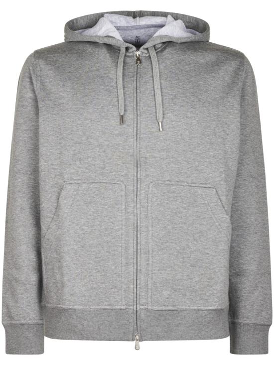 26SS 브루넬로 쿠치넬리 더블 페이스 스웨트 집업 후디 MM8319069GC1253 Grey