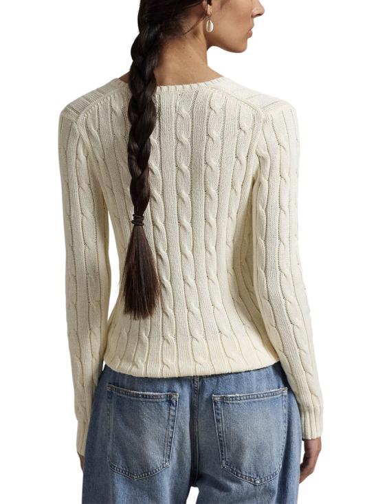 26SS 폴로 랄프로렌 포니로고 피마 코튼 케이블 니트 V넥 스웨터 211971870011 Neutrals - POLO RALPH LAUREN