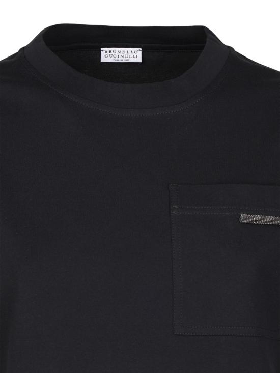 26SS 브루넬로 쿠치넬리 샤이니 탭 코튼 저지 티셔츠 M0T81EC710C101 Black - BRUNELLO CUCINELLI