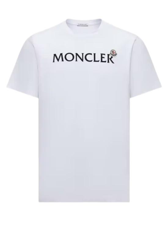 26SS 몽클레어 플록드 로고 코튼 티셔츠 8C000678390T001 White
