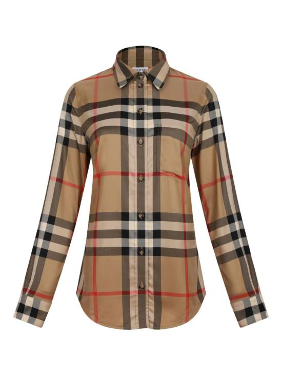  버버리 슬림핏 체크 코튼 셔츠 8111856 Brown
