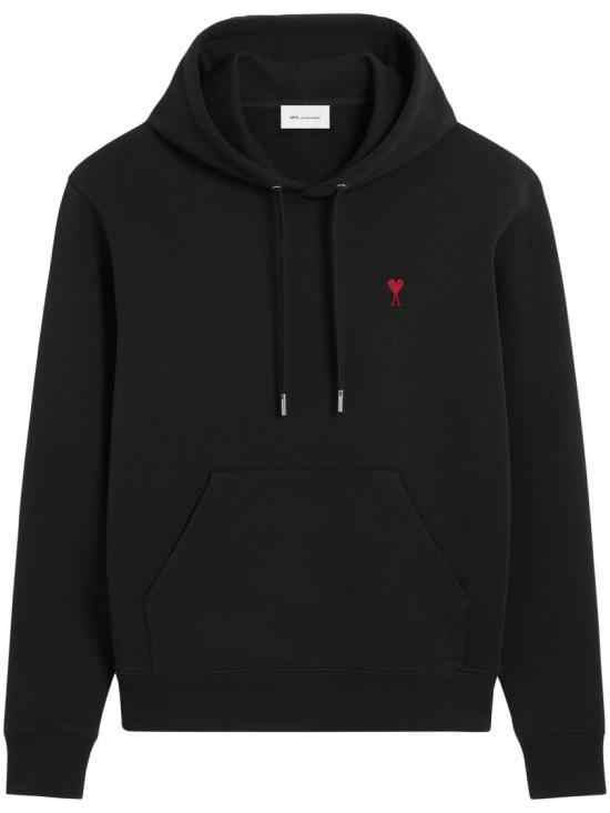 26SS 아미 스몰 하트 로고 루프백 오가닉 코튼 플리스 후드 BFUSW235 730001 Black