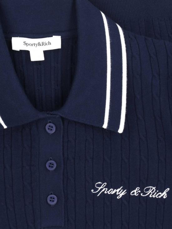26SS 스포티앤리치 폴로 티셔츠 TO06875326BL107DARK NAVY WHITE WHITE Blue - SPORTY & RICH