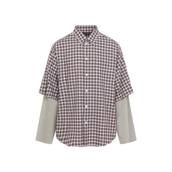 26SS 발렌시아가 긴팔 셔츠 866543 TUM17 6011 RED NAVY DOM - BALENCIAGA