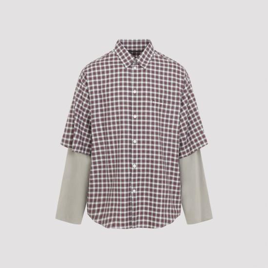 26SS 발렌시아가 긴팔 셔츠 866543 TUM17 6011 RED NAVY DOM - BALENCIAGA