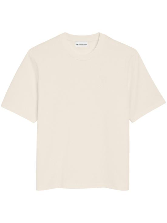 26SS 아미 화이트 코튼 드 하트 엠보스 티셔츠 UTS357 726136 Neutrals