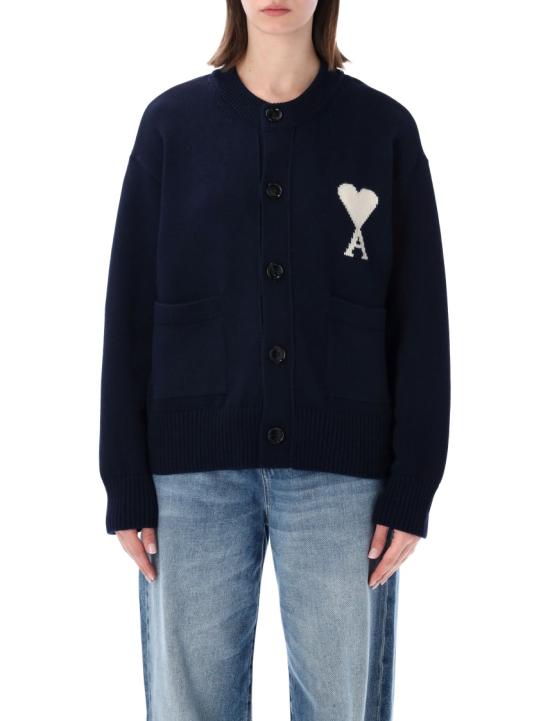 26SS 아미 ADC 울 크루넥 하트 가디건 UKC381KN0156A116 Black - AMI