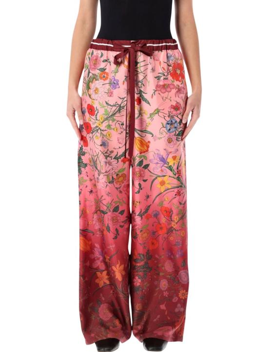 25FW 구찌 프린티드 실크 팬츠 837980Z7AUH5057 Red