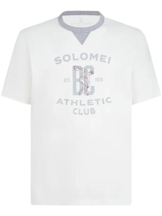 26SS 브루넬로 쿠치넬리 로고 티셔츠 M0B131001GCFR27 White