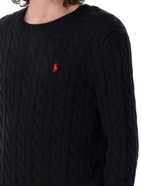 26SS 폴로 랄프로렌 로고 자수 케이블 니트 스웨터 710775885012 Black - POLO RALPH LAUREN