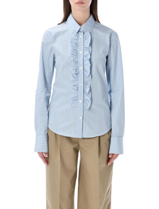 26SS 아미 코튼 롱 슬리브 러플 어드저스티드 셔츠 캐시미어 FSH821CO02194844 Blue