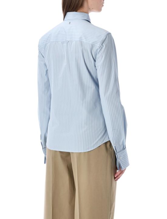 26SS 아미 코튼 롱 슬리브 러플 어드저스티드 셔츠 캐시미어 FSH821CO02194844 Blue - AMI