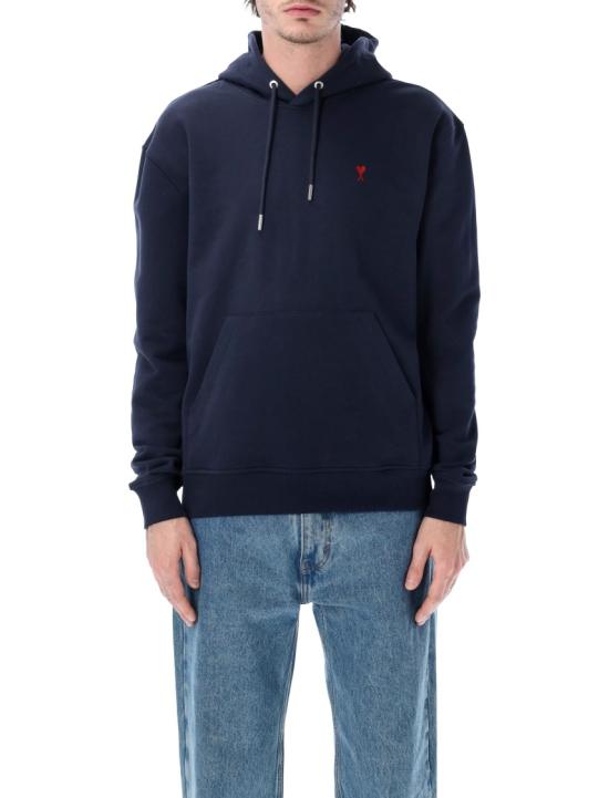 26FW 아미 스몰 하트 로고 루프백 오가닉 코튼 플리스 후드 BFUSW235730430 Black