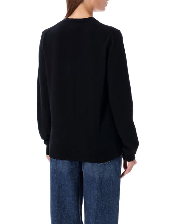 25FW 꼼데가르송 플레이 레드 하트 브이넥 스웨터 AX N002 0511 Black - COMME DES GARCONS