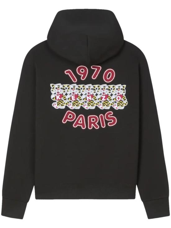 26SS 겐조 와일드 타이거 엠브로이더드 후드 티셔츠 FG55HO2044MJ99J Black - KENZO