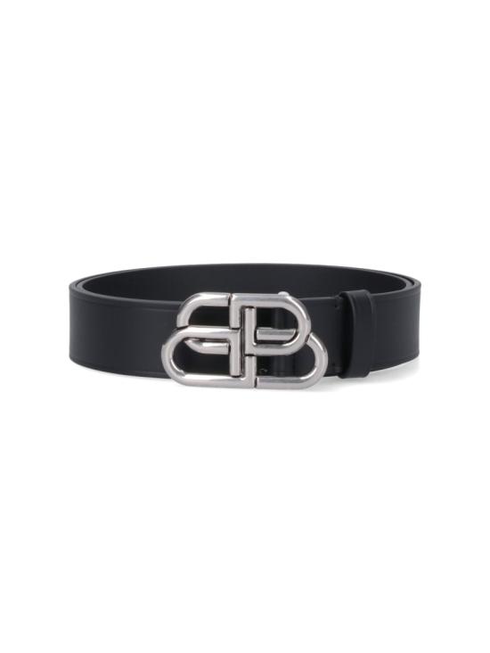 26FW 발렌시아가 BB 라지 레더 벨트 570370 1CH0B1000 Black